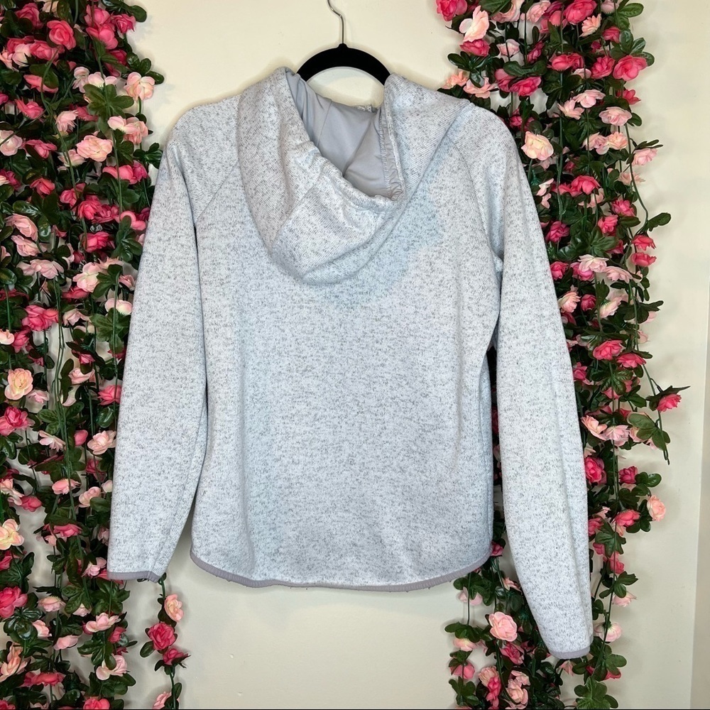 Thread & Supply Silver Knit Hooded Sweater Kangaroo Pouch Womens Medium Casual - Picture 6 of 11